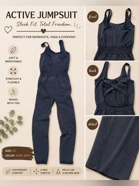Free People Dark Gray Active Jumpsuit